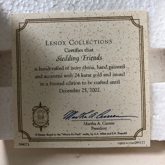 Lenox Ornament from Disney Showcase Collection Winnie the Pooh Sledding Friends - Picture 6 of 6